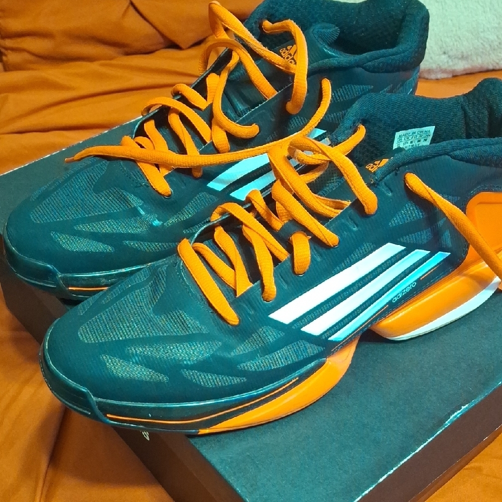 Adidas Orange and Black Athletic Shoes.